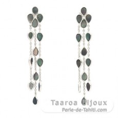 Rhodiated Sterling Silver Earrings and Tahitian Mother-of-Pearl