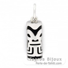 Silver and Black Agate Tiki - 17 mm - Abundance