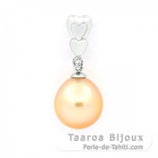 Rhodiated Sterling Silver Pendant and 1 Australian Pearl Semi-Baroque B/C 11 mm