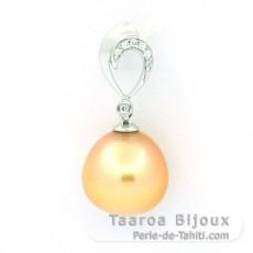 Rhodiated Sterling Silver Pendant and 1 Australian Pearl Semi-Baroque B/C 12.2 mm