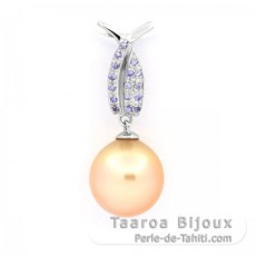 Rhodiated Sterling Silver Pendant and 1 Australian Pearl Semi-Baroque B/C 11.7 mm