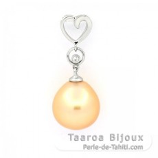 Rhodiated Sterling Silver Pendant and 1 Australian Pearl Semi-Baroque C 11.4 mm