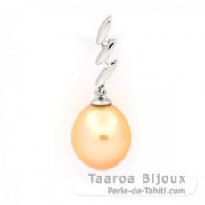 Rhodiated Sterling Silver Pendant and 1 Australian Pearl Semi-Baroque B 10.3 mm