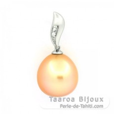 Rhodiated Sterling Silver Pendant and 1 Australian Pearl Semi-Baroque B 13.8 mm