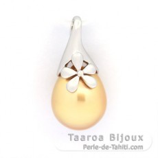 Rhodiated Sterling Silver Pendant and 1 Australian Pearl Semi-Baroque C 11.6 mm