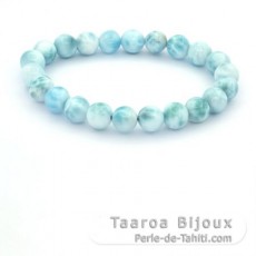 Bracelet of 22 Larimar Beads - 8 to 8.4 mm - 15 cm - 18 gr