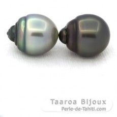 Lot of 2 Tahitian Pearls Ringed C 12.9 and 13.3 mm
