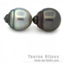 Lot of 2 Tahitian Pearls Ringed C 12.9 and 13.3 mm