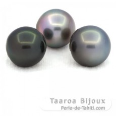 Lot of 3 Tahitian Pearls Semi-Baroque C from 12.4 to 12.6 mm