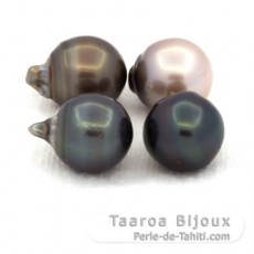 Lot of 4 Tahitian Pearls Semi-Baroque D from 9.8 to 9.9 mm