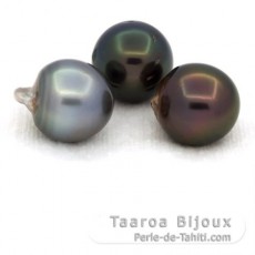 Lot of 3 Tahitian Pearls Semi-Baroque D from 12.7 to 12.9 mm