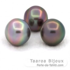 Lot of 3 Tahitian Pearls Semi-Baroque C from 11.7 to 12.2 mm