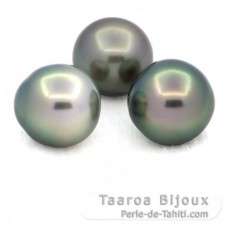 Lot of 3 Tahitian Pearls Semi-Baroque C from 12 to 12.4 mm