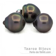 Lot of 3 Tahitian Pearls Ringed B from 12 to 12.3 mm