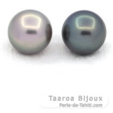 Lot of 2 Tahitian Pearls Round C/D 13.5 mm