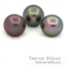 Lot of 3 Tahitian Pearls Near-Round C from 12.5 to 12.7 mm