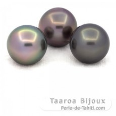 Lot of 3 Tahitian Pearls Near-Round C from 12.7 to 12.8 mm