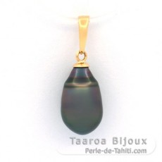 18K solid Gold Pendant and 1 Tahitian Keishi