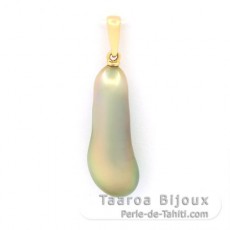 18K solid Gold Pendant and 1 Tahitian Keishi