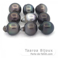 Lot of 9 Tahitian Pearls Semi-Baroque C/D from 12 to 12.4 mm