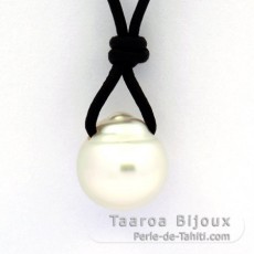 Leather Necklace and 1 Australian Pearl Ringed B 11.4 mm
