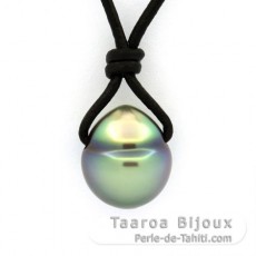 Leather Necklace and 1 Tahitian Pearl Ringed B 11.3 mm