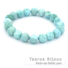 Bracelet of 20 Larimar Beads 9 to 9.5 mm - 15 cm - 22.1 gr