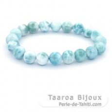 Bracelet of 20 Larimar Beads - 9.5 to 9.7 mm - 16 cm - 25.8 gr