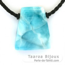 Cotton Necklace and 1 Larimar - 32 x 27 x 9 mm - 16 gr