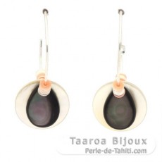 Rhodiated Sterling Silver Earrings and Tahitian Mother-of-Pearl