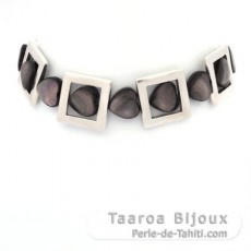 Rhodiated Sterling Silver Bracelet and Tahitian Mother-of-Pearl