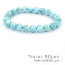 Bracelet of 22 Larimar Beads - 8 to 8.4 mm - 16 cm - 17.8 gr