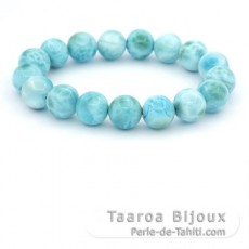 Bracelet of 17 Larimar Beads - 11.7 to 12.2 mm - 17 cm - 41.3 gr