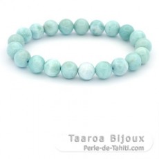 Bracelet of 21 Larimar Beads - 8.5 to 8.8 mm - 16 cm - 19.5 gr