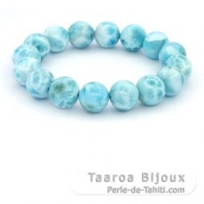 Bracelet of 16 Larimar Beads - 12.7 to 13 mm - 18 cm - 50.9 gr