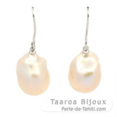 Sterling Silver Earrings and 2 Freshwater Pearls Baroque B 12.5 mm