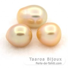 Lot of 3 Australian Pearls Semi-Baroque B/C from 11 to 11.1 mm