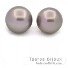 Lot of 2 Tahitian Pearls Round C 12 mm