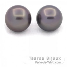 Lot of 2 Tahitian Pearls Round C 12 mm