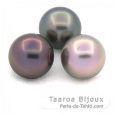 Lot of 3 Tahitian Pearls Round C from 12 mm