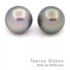 Lot of 2 Tahitian Pearls Round C 12 mm