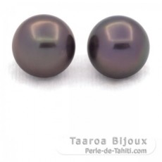 Lot of 2 Tahitian Pearls Round C 11.9 mm