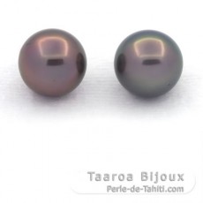 Lot of 2 Tahitian Pearls Round C 10.4 and 10.5 mm