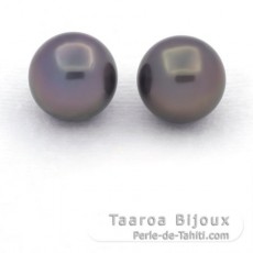 Lot of 2 Tahitian Pearls Round C 10.4 and 10.5 mm