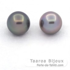 Lot of 2 Tahitian Pearls Near-Round C from 10.4 to 10.6 mm