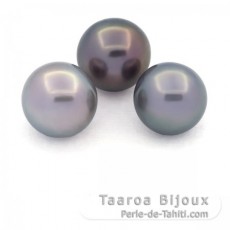 Lot of 3 Tahitian Pearls Near-Round C from 12 to 12.3 mm