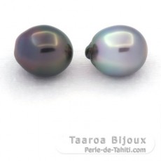 Lot of 2 Tahitian Pearls Semi-Baroque C 11.1 and 11.2 mm