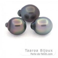 Lot of 3 Tahitian Pearls Semi-Baroque B from 11 to 11.3 mm