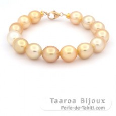 18K Gold Bracelet and 14 Australian Pearls Semi-Baroque B/C 9.2 to 10.2 mm