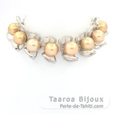Rhodiated Sterling Silver Bracelet and 8 Australian Pearls Semi-Baroque C 9 to 9.8 mm